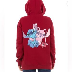Disney Red Hoodie with Blue and Pink Characters